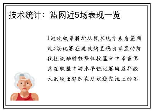 技术统计：篮网近5场表现一览